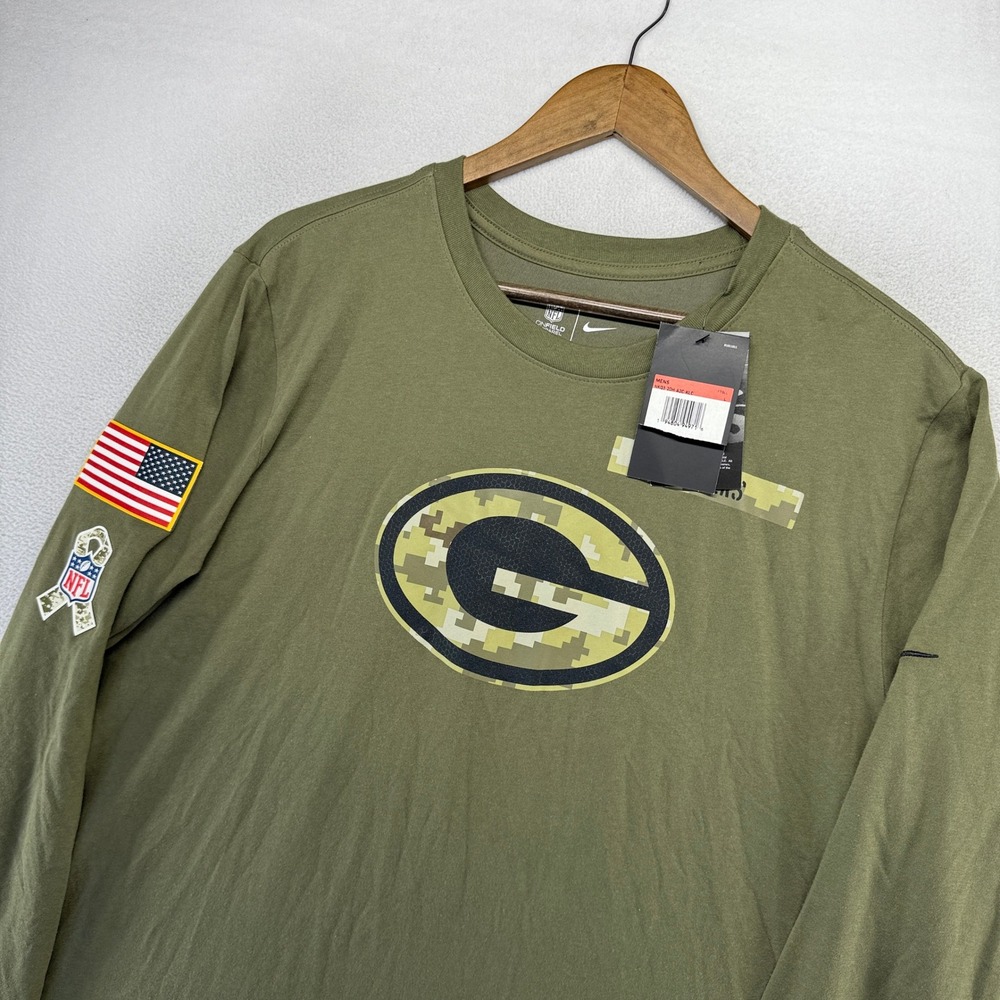 Green Bay Packers Shirt Men's large Salute To Service Military Graphic Nike NEW